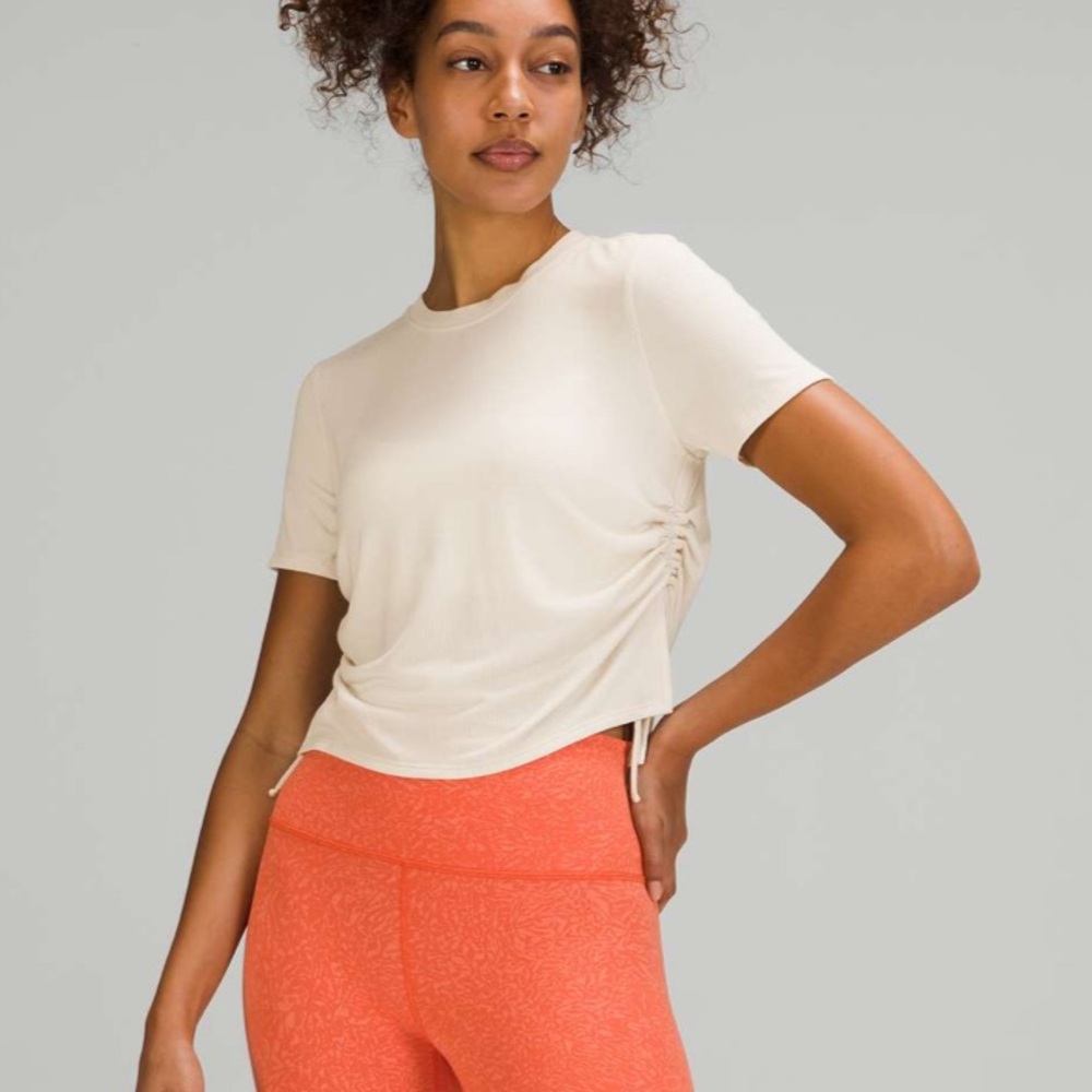 Lululemon Side-Cinch Ribbed T-Shirt in White Opal
